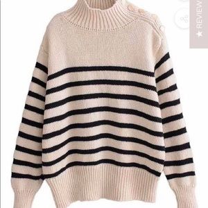 Black and cream striped sweater